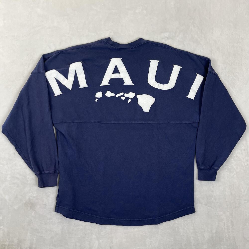 Spirit Jersey Maui Shirt Size Small Blue Long Sleeve Hawaii Back Graphic